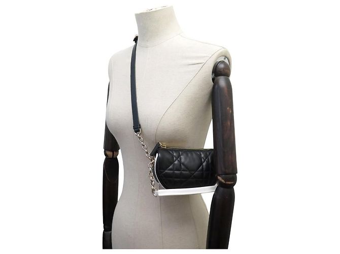 NUOVA BORSA A MANO CHRISTIAN DIOR VIBE MICRO IN PELLE CANNAGE BORSA A TRACCOLLA Nero - vista 5