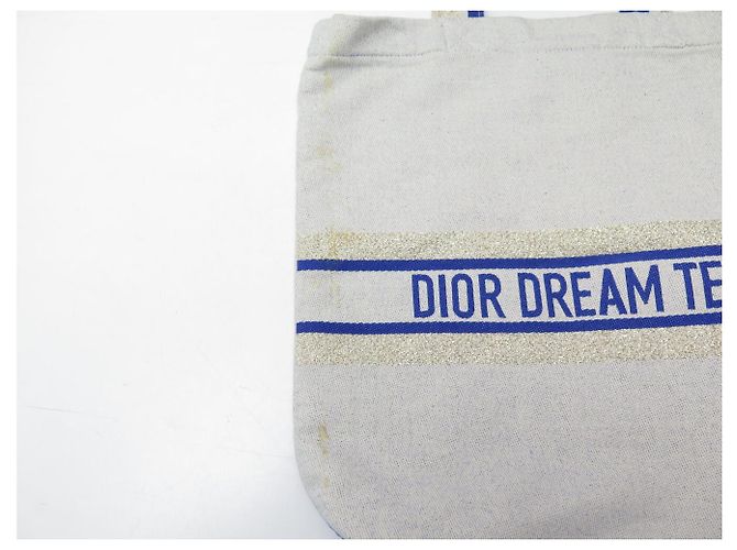 BORSA A MANO CHRISTIAN DIOR TOTE BAG DREAM TEAM BLU E BIANCO ROSE DES VENTS - vista 10