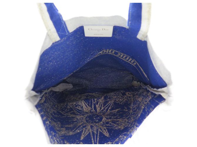 BORSA A MANO CHRISTIAN DIOR TOTE BAG DREAM TEAM BLU E BIANCO ROSE DES VENTS - vista 6