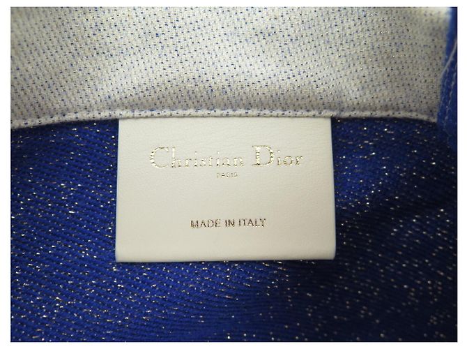 BORSA A MANO CHRISTIAN DIOR TOTE BAG DREAM TEAM BLU E BIANCO ROSE DES VENTS - vista 7