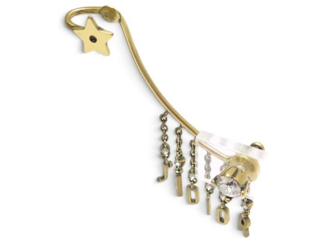 NEU EINZELNER DIOR J'ADIOR STRASS HÄNGER OHRRING GOLDFARBENES METALL Golden - Ansicht 2