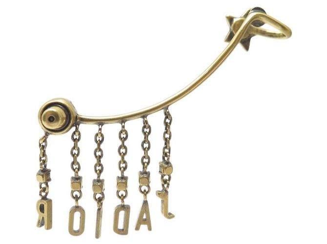 NEU EINZELNER DIOR J'ADIOR STRASS HÄNGER OHRRING GOLDFARBENES METALL Golden - Ansicht 3