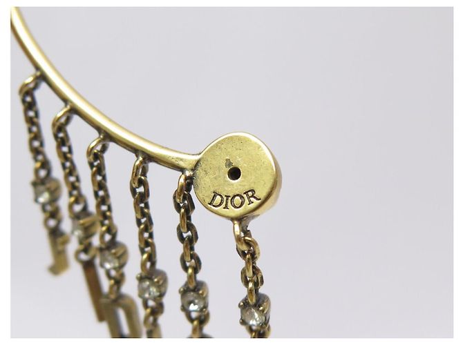 NEU EINZELNER DIOR J'ADIOR STRASS HÄNGER OHRRING GOLDFARBENES METALL Golden - Ansicht 4
