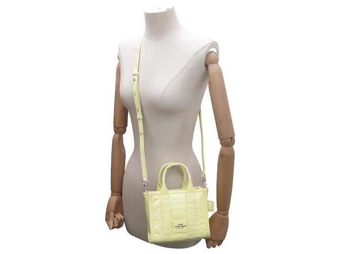 NEUF SAC A MAIN MARC JACOBS THE MINI TOTE BAG H089L01RE22 CUIR BANDOULIERE Jaune - vue 7