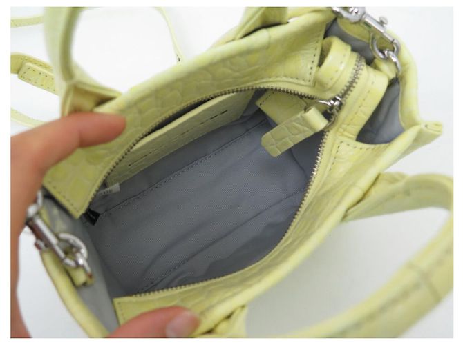 NEUF SAC A MAIN MARC JACOBS THE MINI TOTE BAG H089L01RE22 CUIR BANDOULIERE Jaune - vue 9
