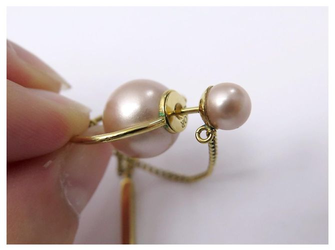 NUOVI ORECCHINI DIOR TRIBALES METALLO DORATO PERLE PENDENTI D'oro - vista 10