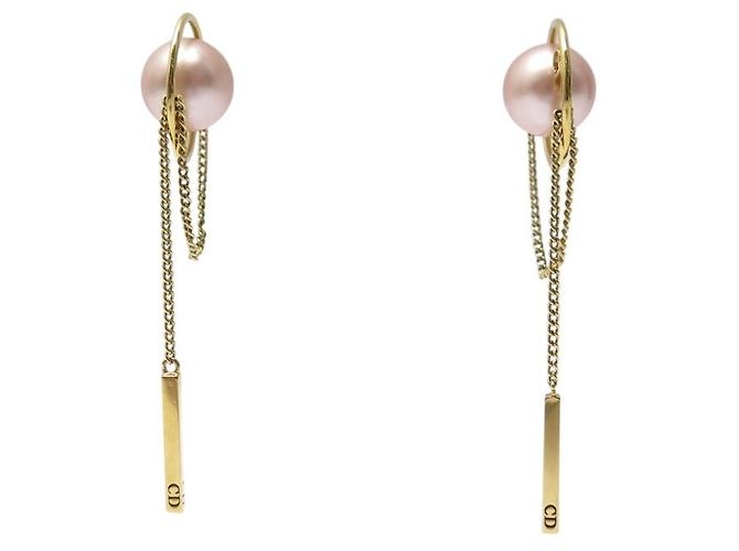 NUOVI ORECCHINI DIOR TRIBALES METALLO DORATO PERLE PENDENTI D'oro - vista 3