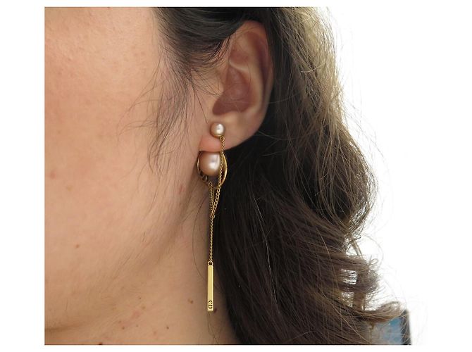 NUOVI ORECCHINI DIOR TRIBALES METALLO DORATO PERLE PENDENTI D'oro - vista 9