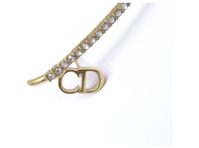 NEUER EINZELNER DIOR CD OHRRING PERLE STRASS GOLDFARBENES METALL Golden - Ansicht 8