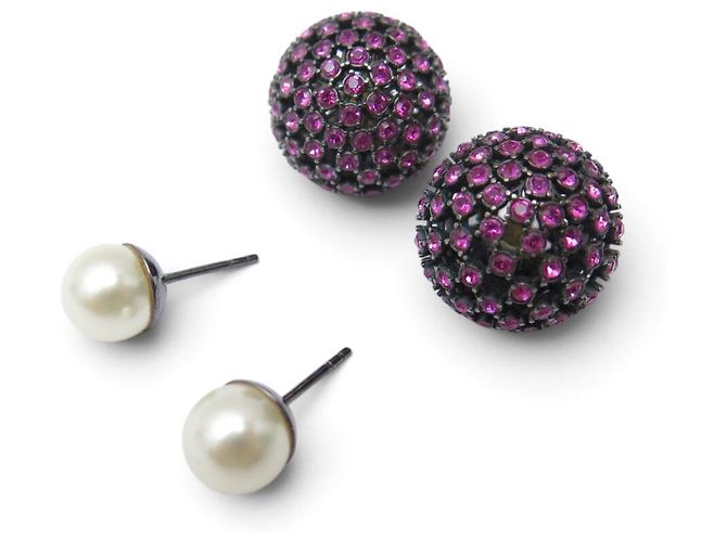 NUOVI ORECCHINI DIOR TRIBALES PERLA E STRASS VIOLET PEARL Porpora - vista 4