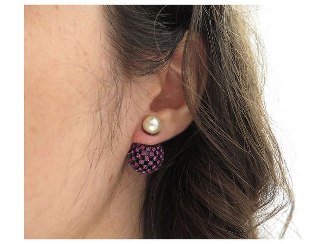 NUOVI ORECCHINI DIOR TRIBALES PERLA E STRASS VIOLET PEARL Porpora - vista 9