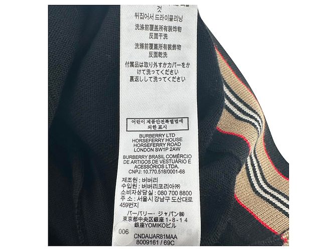 Burberry Cardigan mit House Check-Besatz aus schwarzer Wolle - Ansicht 10
