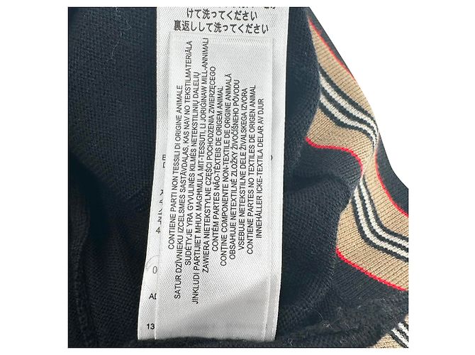Burberry Cardigan mit House Check-Besatz aus schwarzer Wolle - Ansicht 12
