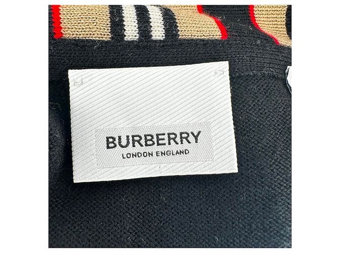 Burberry Cardigan mit House Check-Besatz aus schwarzer Wolle - Ansicht 4