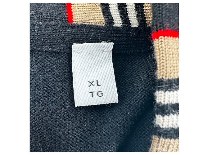 Burberry Cardigan mit House Check-Besatz aus schwarzer Wolle - Ansicht 5