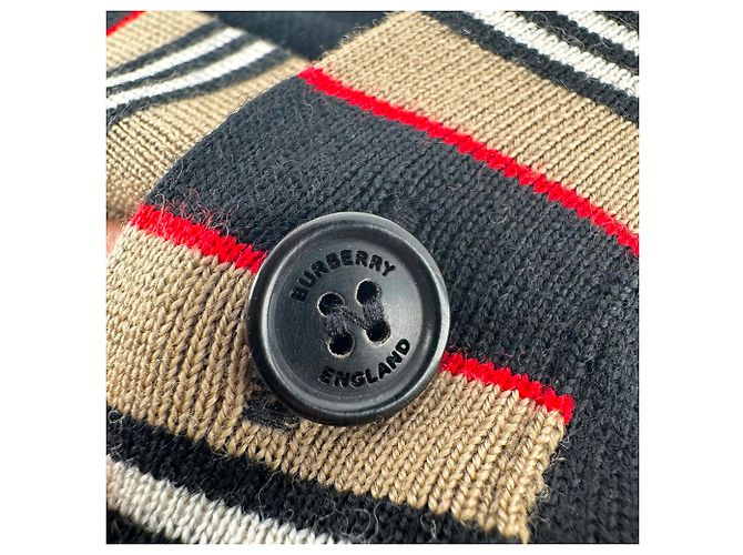 Burberry Cardigan mit House Check-Besatz aus schwarzer Wolle - Ansicht 6