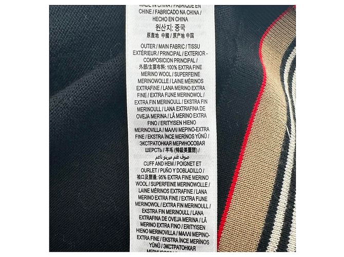 Burberry Cardigan mit House Check-Besatz aus schwarzer Wolle - Ansicht 7