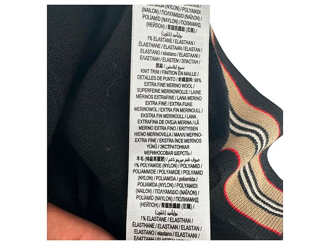 Burberry Cardigan mit House Check-Besatz aus schwarzer Wolle - Ansicht 8