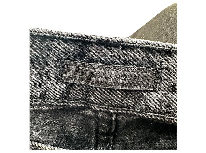 Jeans a gamba dritta Prada in cotone nero - vista 3
