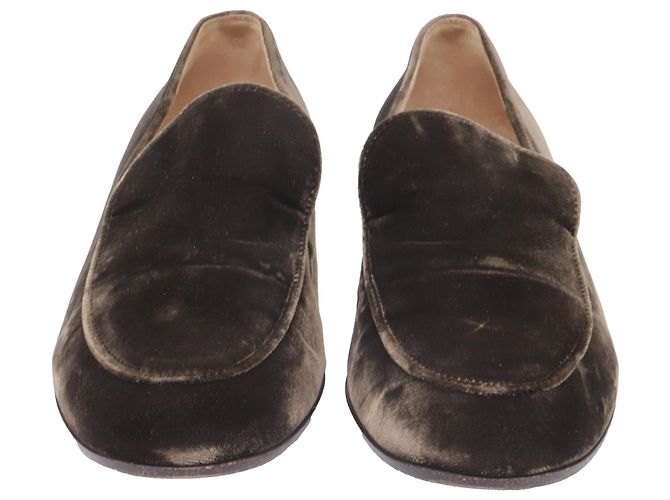 Mocassini Slip-On Gianvito Rossi in velluto olive Verde Verde oliva - vista 2