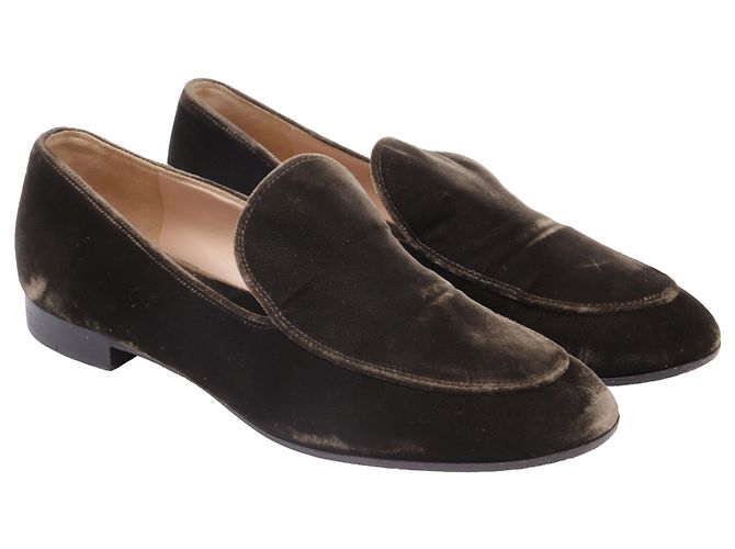 Mocassini Slip-On Gianvito Rossi in velluto olive Verde Verde oliva - vista 3