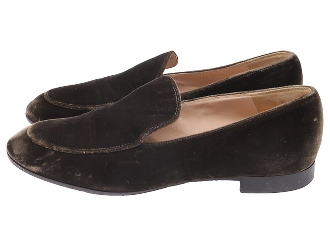 Mocassini Slip-On Gianvito Rossi in velluto olive Verde Verde oliva - vista 4