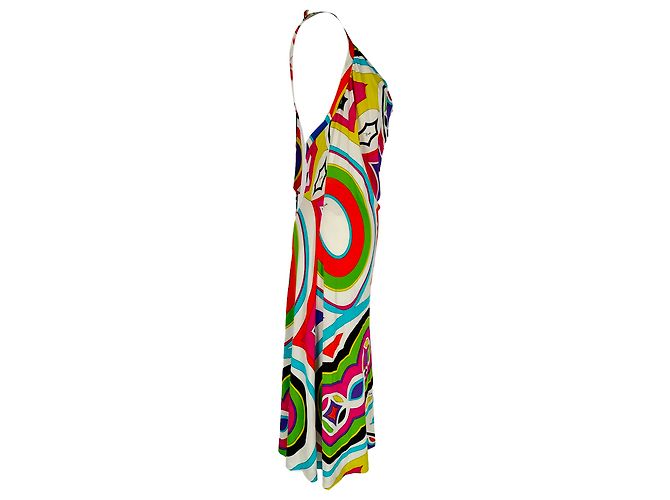 Vestido curto estampado com gola halter Emilio Pucci em rayon multicolorido Multicor - vista 2