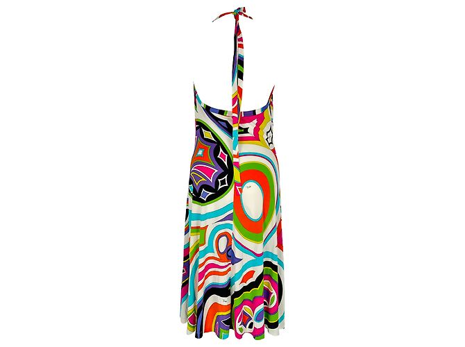 Vestido curto estampado com gola halter Emilio Pucci em rayon multicolorido Multicor - vista 3