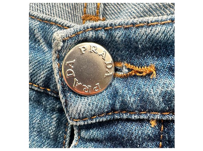 Jeans a gamba dritta Prada in cotone blu - vista 5