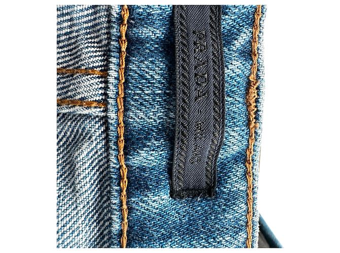 Jeans a gamba dritta Prada in cotone blu - vista 6