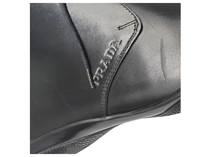 Prada Toblach Leather Chukka Boots in Black Leather - view 14