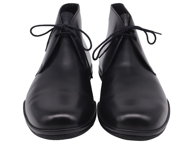Prada Toblach Leather Chukka Boots in Black Leather - view 2