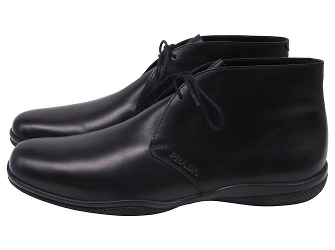 Prada Toblach Leather Chukka Boots in Black Leather - view 4
