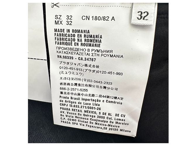Jeans a gamba dritta in cotone nero con placca logo Prada - vista 10