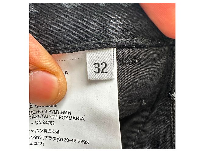 Jeans a gamba dritta in cotone nero con placca logo Prada - vista 8