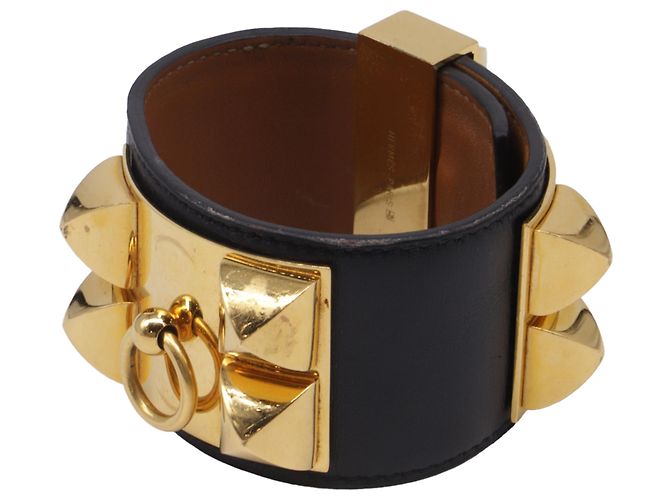 Bracciale Hermès Collier De Chien in pelle di vitello nera Nero - vista 2