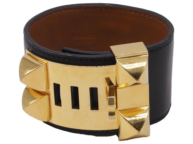 Bracciale Hermès Collier De Chien in pelle di vitello nera Nero - vista 3