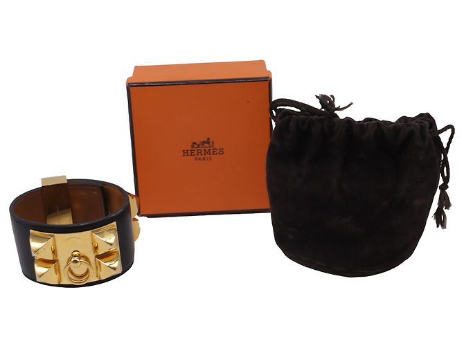 Bracciale Hermès Collier De Chien in pelle di vitello nera Nero - vista 4
