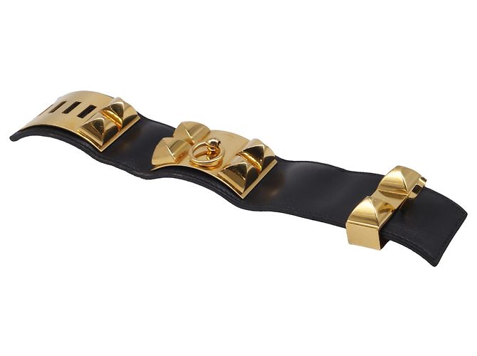 Bracciale Hermès Collier De Chien in pelle di vitello nera Nero - vista 5