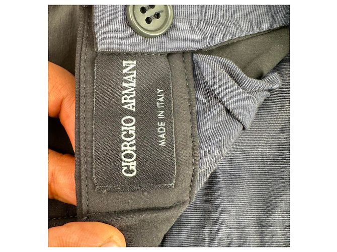 Pantaloni a gamba dritta Giorgio Armani in cotone nero - vista 3