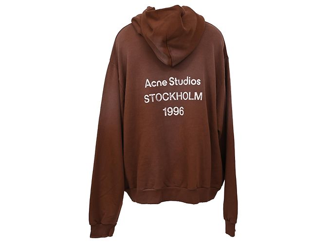Acne Studios Kapuzenpullover mit Rundhalsausschnitt aus brauner Baumwolle - Ansicht 3