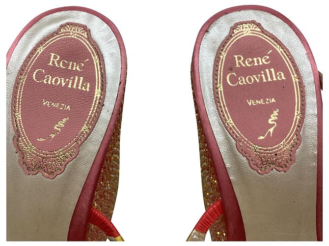 Rene Caovilla Sandali compensati René Caovilla Cleo Tropical Wrap in paillettes rosa - vista 10
