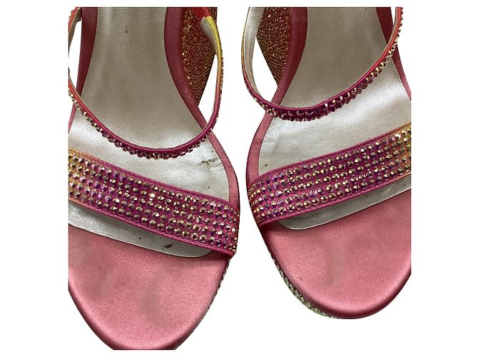 Rene Caovilla Sandali compensati René Caovilla Cleo Tropical Wrap in paillettes rosa - vista 9