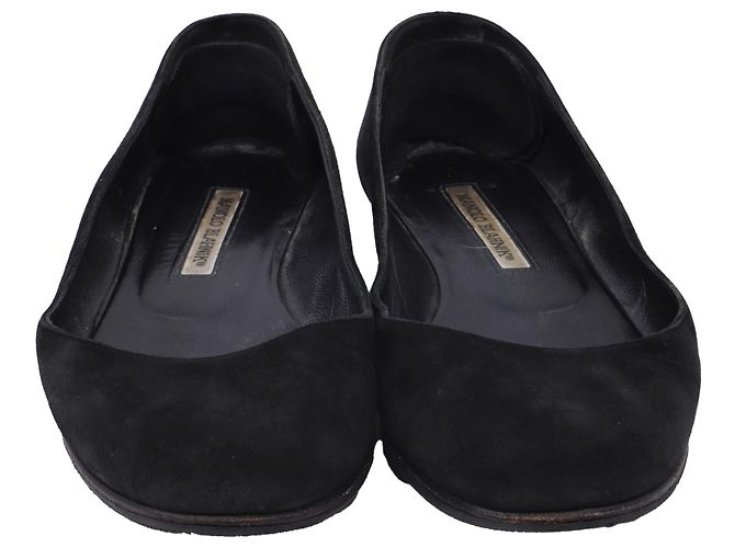 Ballerine con punta rotonda Manolo Blahnik in camoscio nero - vista 2