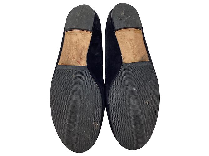 Ballerine con punta rotonda Manolo Blahnik in camoscio nero - vista 8
