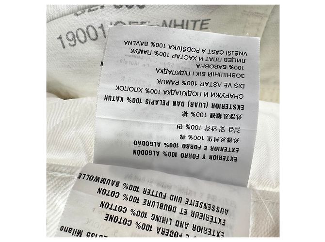 Vaqueros de pierna recta en algodón blanco con parche del logotipo de Prada - vista 12
