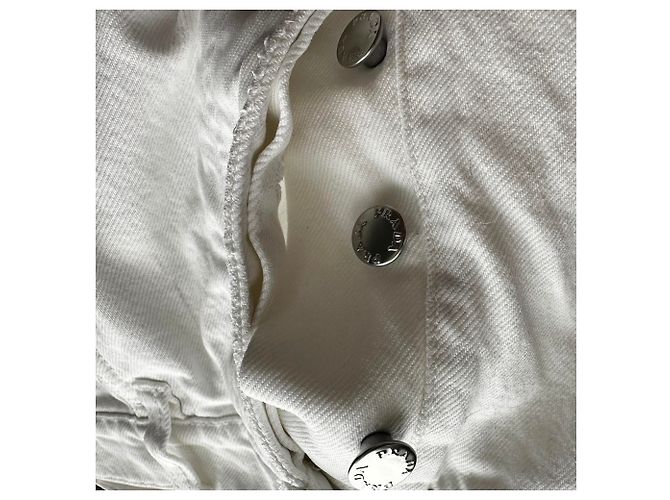 Vaqueros de pierna recta en algodón blanco con parche del logotipo de Prada - vista 6