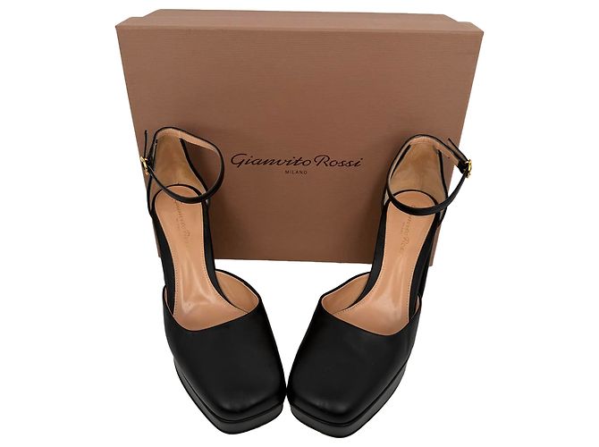 Escarpins à plateforme Basette Gianvito Rossi en cuir noir - vue 14