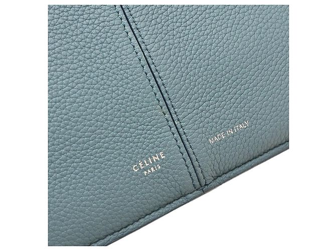 Céline Celine Tri-Fold Grained Calfskin Medium Blu - vista 5