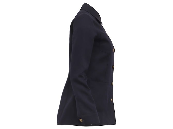 Nili Lotan Marine Button-Down Jacke aus dunkelblauer Wolle Marineblau - view 3